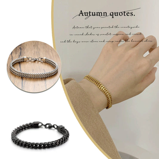 18K Gold Thick Hemp Flowers High-grade Exquisite And Versatile Personality Chain Titanium Steel Bracelet For Men Women Jewelry Gift